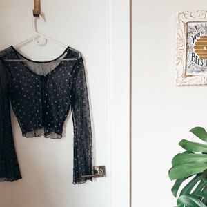 Urban Outfitters Sheer Wide Arm Star Top